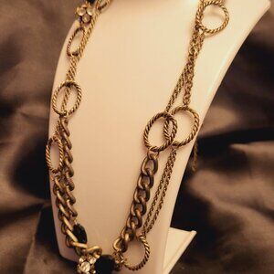 Gold Tone ~ Chunky Metal Necklace with Accents ~ Excellent Condition